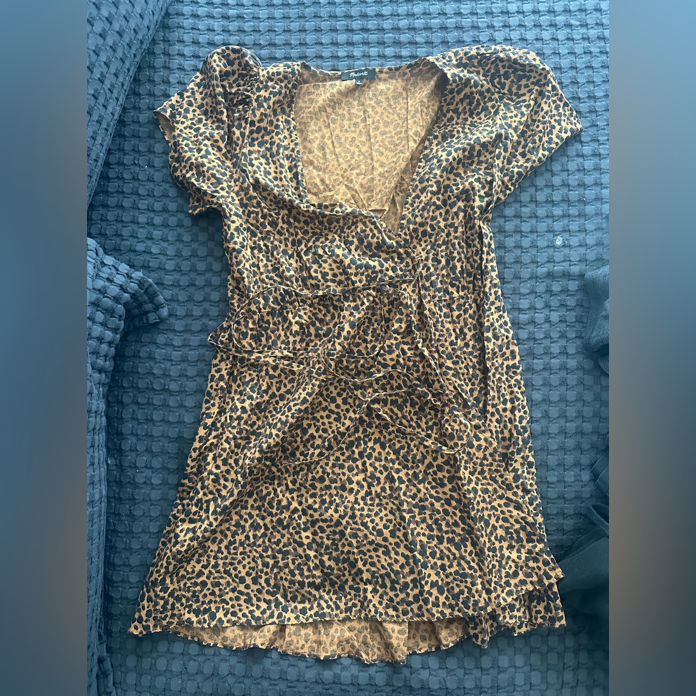 Madewell Leopard Print Dress in Tan and Black
